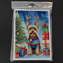 Load image into Gallery viewer, Yorkshire Terrier Yorkie Christmas Reindeer Greeting Cards - Blank Note Cards – 8-Pack of Artist-Designed Cards with Envelopes