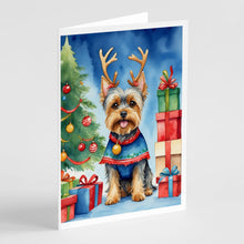 Load image into Gallery viewer, Yorkshire Terrier Yorkie Christmas Reindeer Greeting Cards - Blank Note Cards – 8-Pack of Artist-Designed Cards with Envelopes