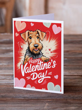 Load image into Gallery viewer, Airedale Terrier Happy Valentine's Day Greeting Cards - Blank Note Cards – 8-Pack of Artist-Designed Cards with Envelopes