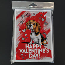 Load image into Gallery viewer, Beagle Happy Valentine's Day Greeting Cards - Blank Note Cards – 8-Pack of Artist-Designed Cards with Envelopes
