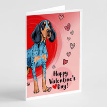 Load image into Gallery viewer, Bluetick Coonhound Happy Valentine's Day Greeting Cards - Blank Note Cards – 8-Pack of Artist-Designed Cards with Envelopes