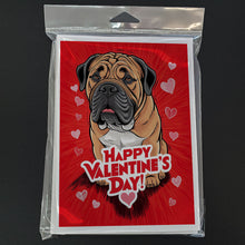 Load image into Gallery viewer, Bullmastiff Happy Valentine's Day Greeting Cards - Blank Note Cards – 8-Pack of Artist-Designed Cards with Envelopes