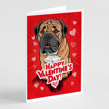 Load image into Gallery viewer, Bullmastiff Happy Valentine's Day Greeting Cards - Blank Note Cards – 8-Pack of Artist-Designed Cards with Envelopes