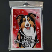 Load image into Gallery viewer, Collie Happy Valentine's Day Greeting Cards - Blank Note Cards – 8-Pack of Artist-Designed Cards with Envelopes