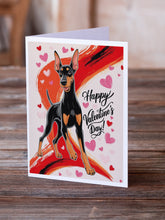 Load image into Gallery viewer, Doberman Pinscher Happy Valentine's Day Greeting Cards - Blank Note Cards – 8-Pack of Artist-Designed Cards with Envelopes