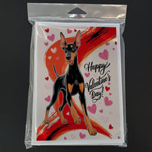 Load image into Gallery viewer, Doberman Pinscher Happy Valentine's Day Greeting Cards - Blank Note Cards – 8-Pack of Artist-Designed Cards with Envelopes