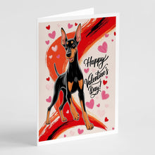 Load image into Gallery viewer, Doberman Pinscher Happy Valentine's Day Greeting Cards - Blank Note Cards – 8-Pack of Artist-Designed Cards with Envelopes