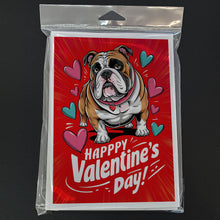 Load image into Gallery viewer, English Bulldog Happy Valentine's Day Greeting Cards - Blank Note Cards – 8-Pack of Artist-Designed Cards with Envelopes