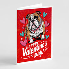 Load image into Gallery viewer, English Bulldog Happy Valentine's Day Greeting Cards - Blank Note Cards – 8-Pack of Artist-Designed Cards with Envelopes