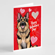 Load image into Gallery viewer, German Shepherd Happy Valentine's Day Greeting Cards - Blank Note Cards – 8-Pack of Artist-Designed Cards with Envelopes