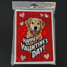 Load image into Gallery viewer, Golden Retriever Happy Valentine's Day Greeting Cards - Blank Note Cards – 8-Pack of Artist-Designed Cards with Envelopes