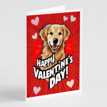 Load image into Gallery viewer, Golden Retriever Happy Valentine's Day Greeting Cards - Blank Note Cards – 8-Pack of Artist-Designed Cards with Envelopes