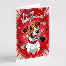 Load image into Gallery viewer, Jack Russell Terrier Happy Valentine's Day Greeting Cards - Blank Note Cards – 8-Pack of Artist-Designed Cards with Envelopes