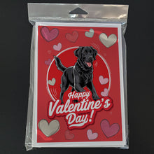 Load image into Gallery viewer, Black Labrador Retriever Happy Valentine's Day Greeting Cards - Blank Note Cards – 8-Pack of Artist-Designed Cards with Envelopes