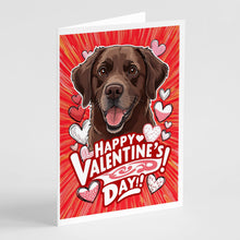 Load image into Gallery viewer, Chocolate Labrador Retriever Happy Valentine's Day Greeting Cards - Blank Note Cards – 8-Pack of Artist-Designed Cards with Envelopes