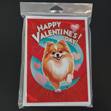 Load image into Gallery viewer, Pomeranian Happy Valentine's Day Greeting Cards - Blank Note Cards – 8-Pack of Artist-Designed Cards with Envelopes
