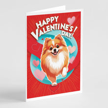 Load image into Gallery viewer, Pomeranian Happy Valentine's Day Greeting Cards - Blank Note Cards – 8-Pack of Artist-Designed Cards with Envelopes