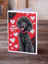 Load image into Gallery viewer, Black Standard Poodle Happy Valentine's Day Greeting Cards - Blank Note Cards – 8-Pack of Artist-Designed Cards with Envelopes