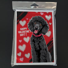 Load image into Gallery viewer, Black Standard Poodle Happy Valentine's Day Greeting Cards - Blank Note Cards – 8-Pack of Artist-Designed Cards with Envelopes