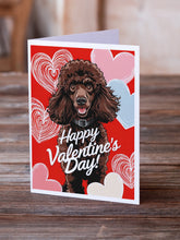 Load image into Gallery viewer, Chocolate Standard Poodle Happy Valentine's Day Greeting Cards - Blank Note Cards – 8-Pack of Artist-Designed Cards with Envelopes