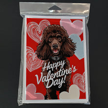 Load image into Gallery viewer, Chocolate Standard Poodle Happy Valentine's Day Greeting Cards - Blank Note Cards – 8-Pack of Artist-Designed Cards with Envelopes
