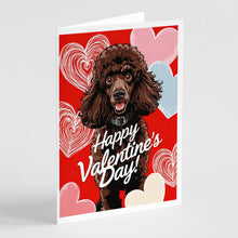 Load image into Gallery viewer, Chocolate Standard Poodle Happy Valentine's Day Greeting Cards - Blank Note Cards – 8-Pack of Artist-Designed Cards with Envelopes
