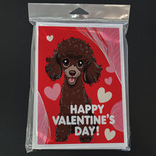 Load image into Gallery viewer, Chocolate Toy Poodle Happy Valentine's Day Greeting Cards - Blank Note Cards – 8-Pack of Artist-Designed Cards with Envelopes