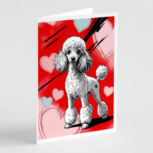 Load image into Gallery viewer, White Toy Poodle Happy Valentine's Day Greeting Cards - Blank Note Cards – 8-Pack of Artist-Designed Cards with Envelopes