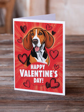 Load image into Gallery viewer, Redbone Coonhound Happy Valentine's Day Greeting Cards - Blank Note Cards – 8-Pack of Artist-Designed Cards with Envelopes