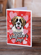 Load image into Gallery viewer, Saint Bernard Happy Valentine's Day Greeting Cards - Blank Note Cards – 8-Pack of Artist-Designed Cards with Envelopes