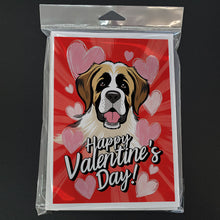 Load image into Gallery viewer, Saint Bernard Happy Valentine's Day Greeting Cards - Blank Note Cards – 8-Pack of Artist-Designed Cards with Envelopes