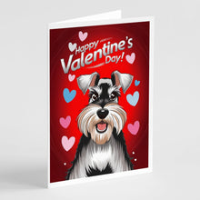 Load image into Gallery viewer, Schnauzer Happy Valentine's Day Greeting Cards - Blank Note Cards – 8-Pack of Artist-Designed Cards with Envelopes