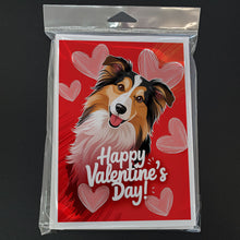 Load image into Gallery viewer, Sheltie Happy Valentine's Day Greeting Cards - Blank Note Cards – 8-Pack of Artist-Designed Cards with Envelopes