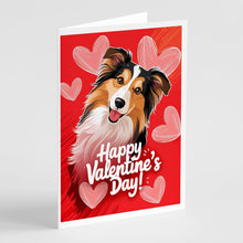 Load image into Gallery viewer, Sheltie Happy Valentine's Day Greeting Cards - Blank Note Cards – 8-Pack of Artist-Designed Cards with Envelopes