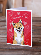 Load image into Gallery viewer, Shiba Inu Happy Valentine's Day Greeting Cards - Blank Note Cards – 8-Pack of Artist-Designed Cards with Envelopes