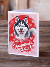 Load image into Gallery viewer, Siberian Husky Happy Valentine's Day Greeting Cards - Blank Note Cards – 8-Pack of Artist-Designed Cards with Envelopes