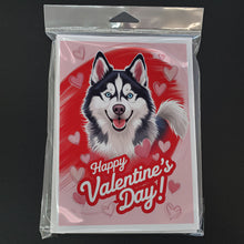 Load image into Gallery viewer, Siberian Husky Happy Valentine's Day Greeting Cards - Blank Note Cards – 8-Pack of Artist-Designed Cards with Envelopes