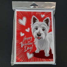 Load image into Gallery viewer, Westie Happy Valentine's Day Greeting Cards - Blank Note Cards – 8-Pack of Artist-Designed Cards with Envelopes