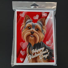 Load image into Gallery viewer, Yorkshire Terrier Happy Valentine's Day Greeting Cards - Blank Note Cards – 8-Pack of Artist-Designed Cards with Envelopes