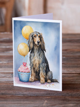 Load image into Gallery viewer, Afghan Hound Happy Birthday Greeting Cards - Blank Note Cards – 8-Pack of Artist-Designed Cards with Envelopes