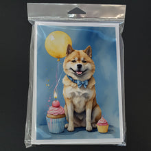 Load image into Gallery viewer, Akita Happy Birthday Greeting Cards - Blank Note Cards – 8-Pack of Artist-Designed Cards with Envelopes