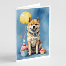 Load image into Gallery viewer, Akita Happy Birthday Greeting Cards - Blank Note Cards – 8-Pack of Artist-Designed Cards with Envelopes