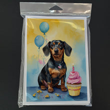 Load image into Gallery viewer, Dachshund Happy Birthday Greeting Cards - Blank Note Cards – 8-Pack of Artist-Designed Cards with Envelopes