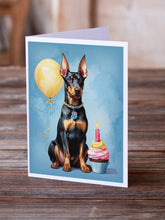 Load image into Gallery viewer, Doberman Pinscher Happy Birthday Greeting Cards - Blank Note Cards – 8-Pack of Artist-Designed Cards with Envelopes