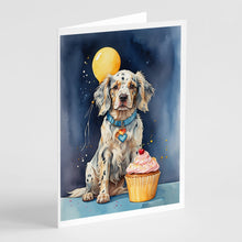 Load image into Gallery viewer, English Setter Happy Birthday Greeting Cards - Blank Note Cards – 8-Pack of Artist-Designed Cards with Envelopes