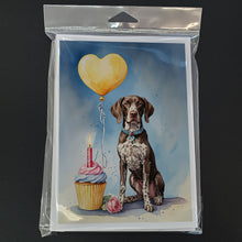 Load image into Gallery viewer, German Shorthaired Pointer Happy Birthday Greeting Cards - Blank Note Cards – 8-Pack of Artist-Designed Cards with Envelopes