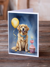 Load image into Gallery viewer, Golden Retriever Happy Birthday Greeting Cards - Blank Note Cards – 8-Pack of Artist-Designed Cards with Envelopes