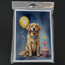 Load image into Gallery viewer, Golden Retriever Happy Birthday Greeting Cards - Blank Note Cards – 8-Pack of Artist-Designed Cards with Envelopes