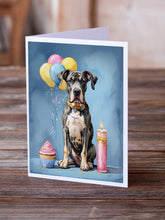 Load image into Gallery viewer, Great Dane Happy Birthday Greeting Cards - Blank Note Cards – 8-Pack of Artist-Designed Cards with Envelopes