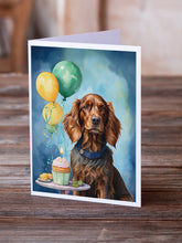 Load image into Gallery viewer, Irish Setter Happy Birthday Greeting Cards - Blank Note Cards – 8-Pack of Artist-Designed Cards with Envelopes
